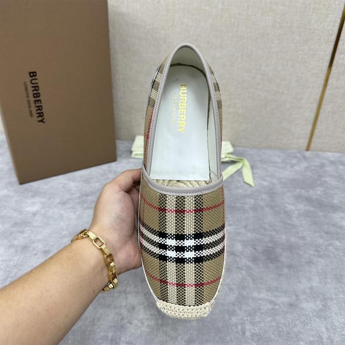 NIGO Burberry Men's Spring Summer Check Print Mews Cotton Woven Loafers Shoes #nigo76884