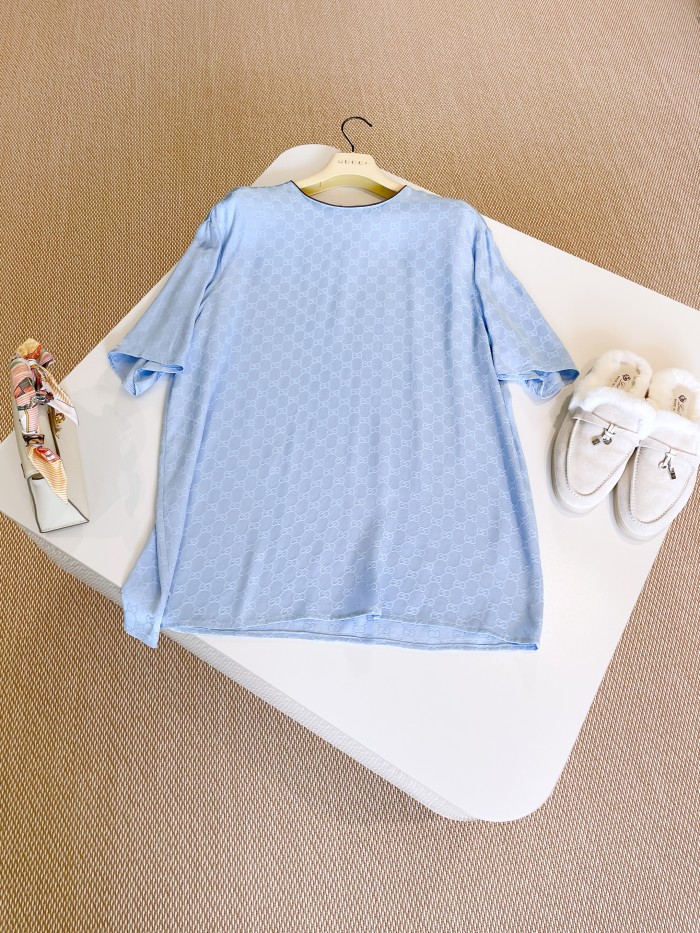 NIGO Gucci Women's Summer Solid Colour Letter Printed Acetate Loose Round Neck Short Sleeve T-Shirt Casual Tie Pants Set Suit #nigo76881