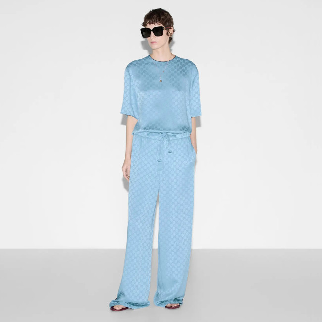 NIGO Gucci Women's Summer Solid Colour Letter Printed Acetate Loose Round Neck Short Sleeve T-Shirt Casual Tie Pants Set Suit #nigo76881
