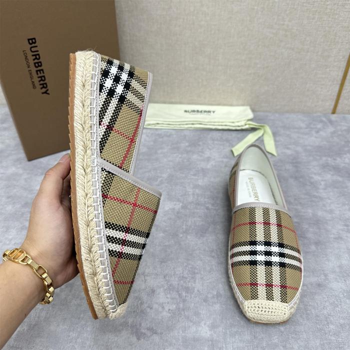 NIGO Burberry Men's Spring Summer Check Print Mews Cotton Woven Loafers Shoes #nigo76884