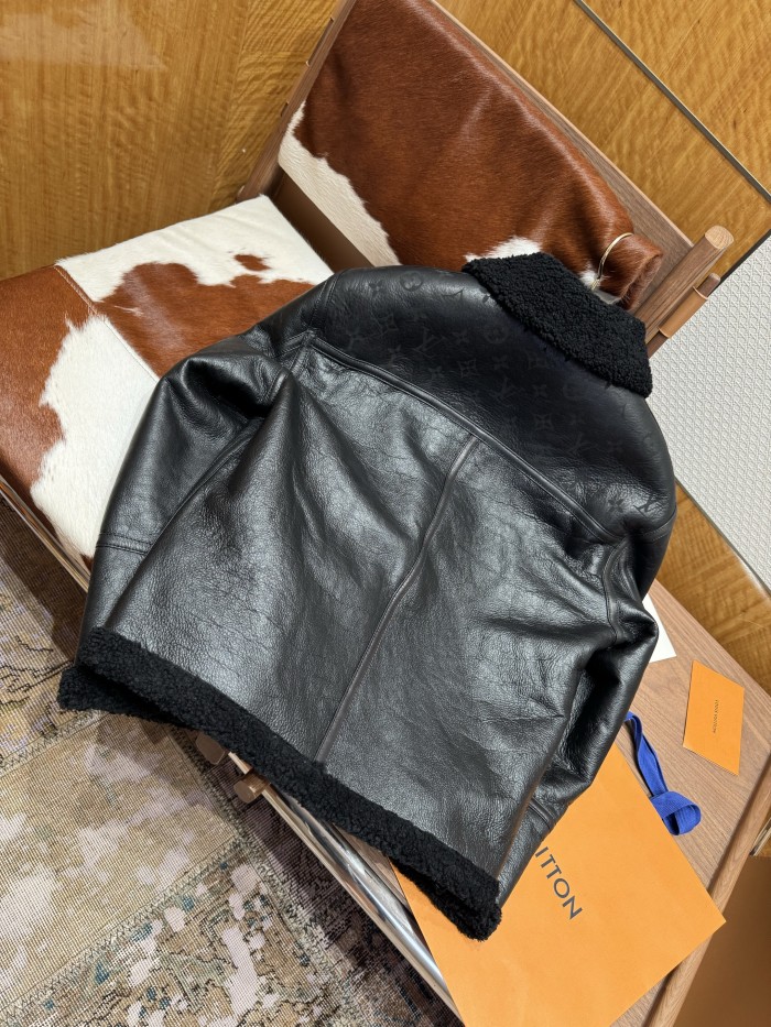 NIGO Louis Vuitton Men's Winter Solid Colour Printed Lambskin Wool Zip Up Long Sleeve Jacket #nigo76879