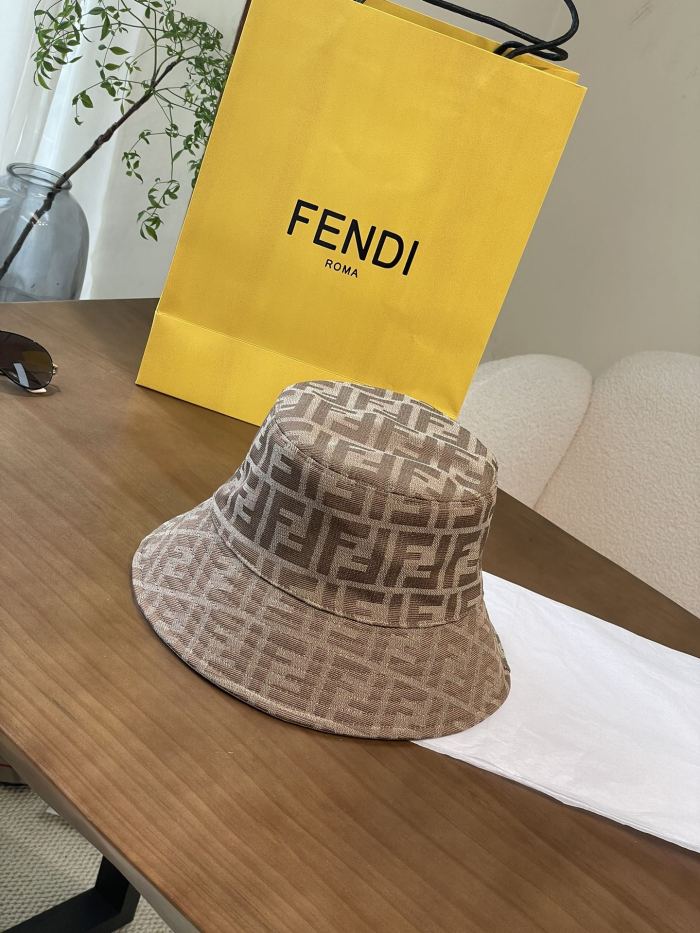 NIGO Fendi Women's Solid Colour Monogrammed Satin Fabric Fisherman's Hat Cap #nigo76877