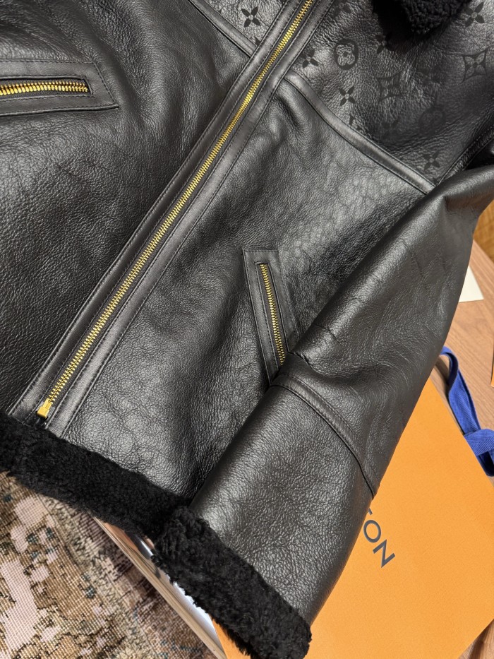 NIGO Louis Vuitton Men's Winter Solid Colour Printed Lambskin Wool Zip Up Long Sleeve Jacket #nigo76879