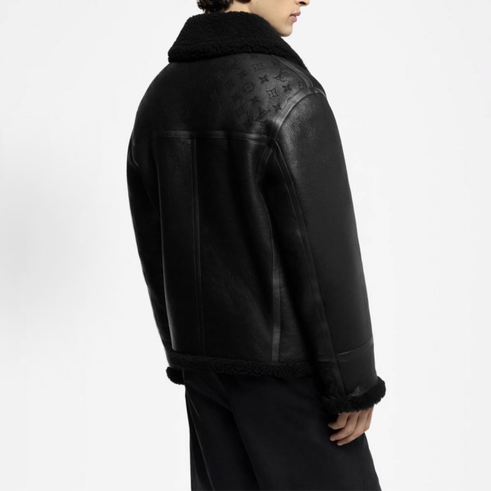 NIGO Louis Vuitton Men's Winter Solid Colour Printed Lambskin Wool Zip Up Long Sleeve Jacket #nigo76879