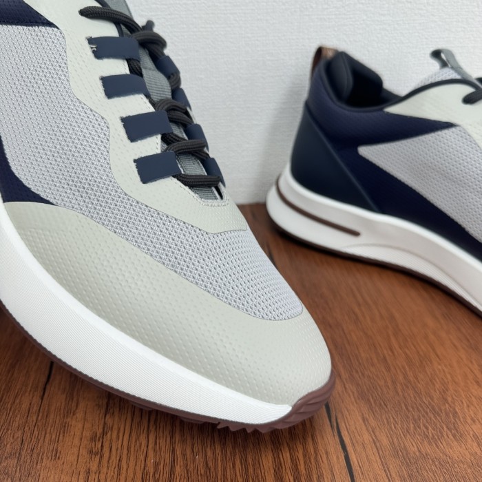 NIGO Loro Piana Week End Walk Men's Spring Summer Colour Block Mesh Patchwork Cowhide Low Top Lace Up Casual Shoes #nigo76892