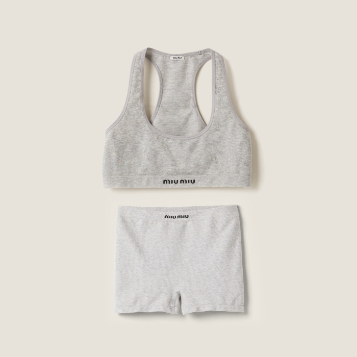 NIGO MiuMiu Women's Summer Solid Colour Seamless Knitted Cotton Camisole Top Boxer Shorts Set Suit #nigo76915