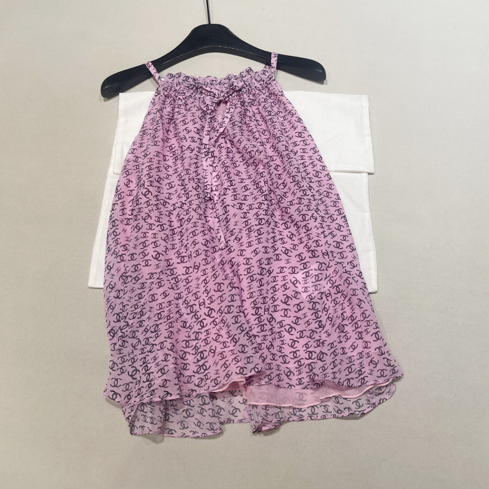 NIGO Chanel Women's Summer Solid Colour Letter Print Semi-sheer Silk Camisole Top #nigo76914