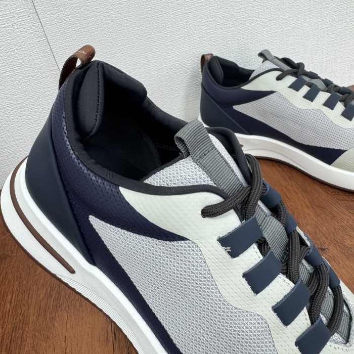 NIGO Loro Piana Week End Walk Men's Spring Summer Colour Block Mesh Patchwork Cowhide Low Top Lace Up Casual Shoes #nigo76892