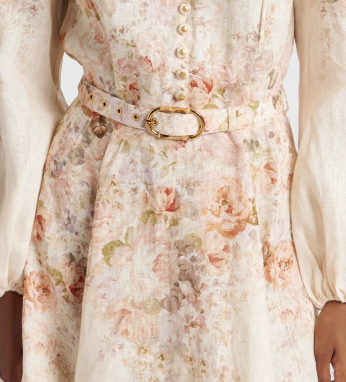 NIGO Zimmermann Women's Summer Floral Printed Waistband Lantern Sleeve Long Sleeve Dress #nigo76897