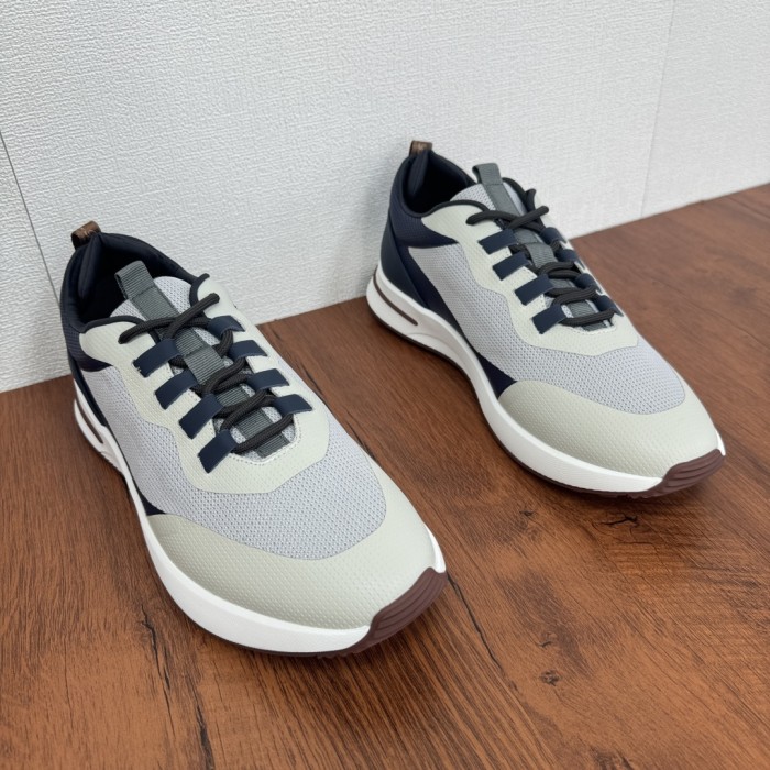 NIGO Loro Piana Week End Walk Men's Spring Summer Colour Block Mesh Patchwork Cowhide Low Top Lace Up Casual Shoes #nigo76892