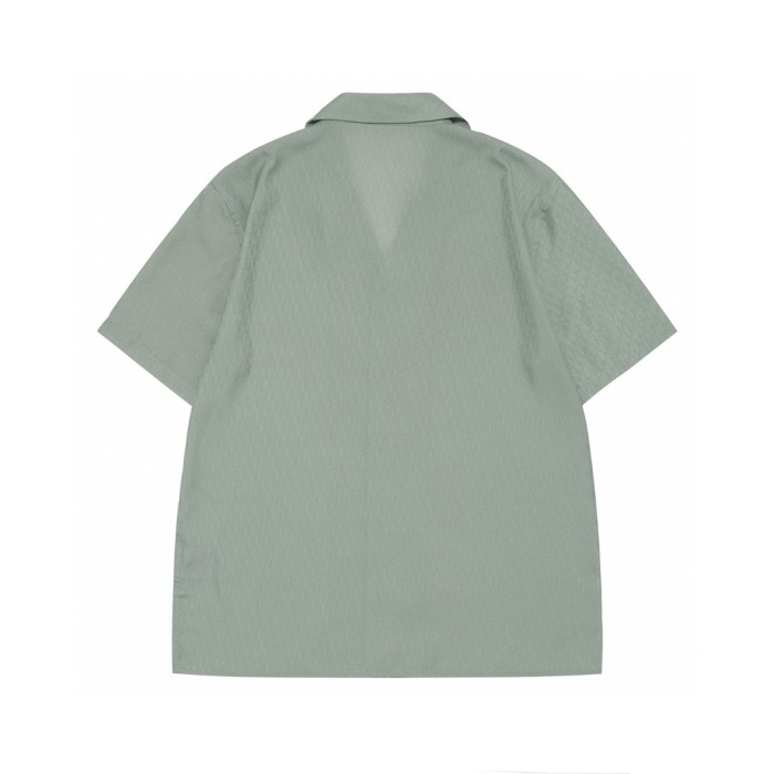 NIGO Dior Men's Summer Solid Color Letter Printed V-Neck Single Breasted Short Sleeve Shirt #nigo76919