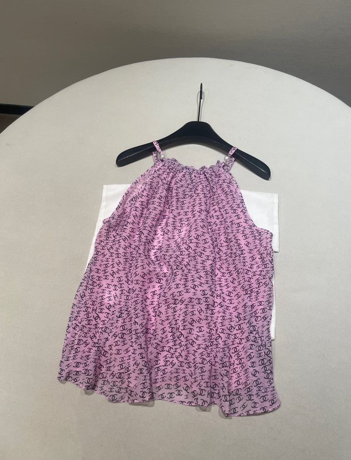 NIGO Chanel Women's Summer Solid Colour Letter Print Semi-sheer Silk Camisole Top #nigo76914