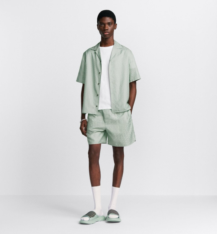 NIGO Dior Men's Summer Solid Color Letter Printed V-Neck Single Breasted Short Sleeve Shirt #nigo76919
