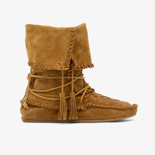 NIGO Isabel Marant Winki Boots In Braided And Suede Leather Women's Autumn and Winter Solid Colour Fashion Fringe Cow Suede Fashion Woven Vintage Boots Heel Height 2cm Shoes Ngvp #nigo1634