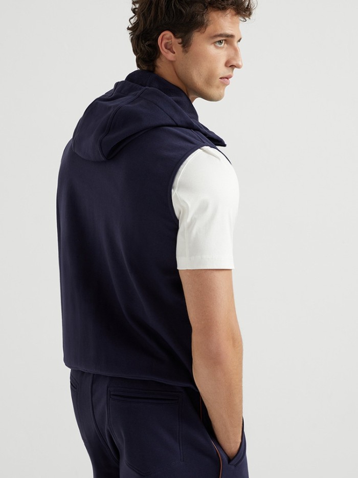 NIGO Brunello Cucinelli Men's Hooded Two-Way Zipper Spring & Autumn Solid Color Cotton Sleeveless Waistcoat Vest Ngvp #nigo1765