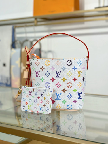 NIGO Louis Vuitton LV x TM ALL IN BB Women's Colorful Logo Printed Coated Canvas Leather Trimmed Tote Shoulder Bag Bags #nigo74991
