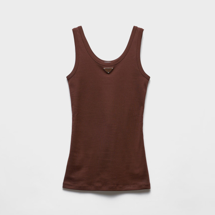 NIGO Prada Women's Summer Solid Color Metal Triangle Logo Logo Cotton Camisole Tank Top #nigo76928