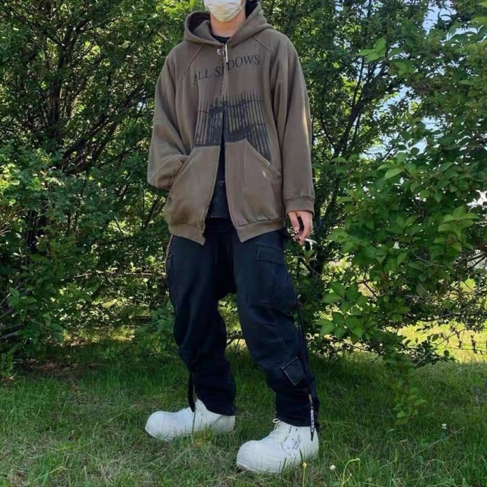 NIGO Raf Simons Men's Women's Vintage Loose Cardigan Sweatshirt Letter Printed High Street Trend Hooded Sweatshirt Jacket Ngvp #nigo1629
