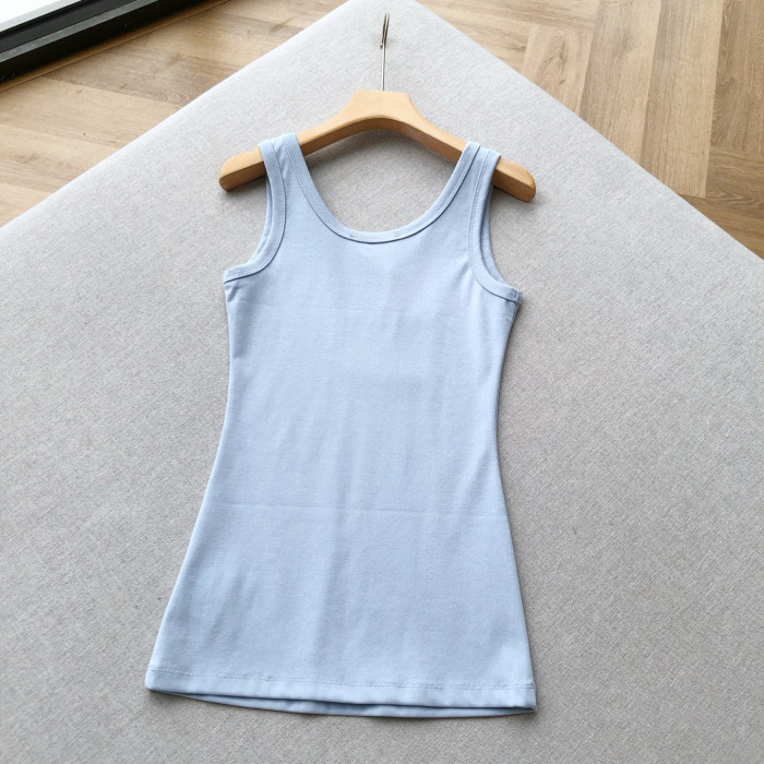 NIGO Prada Women's Summer Solid Color Metal Triangle Logo Logo Cotton Camisole Tank Top #nigo76928