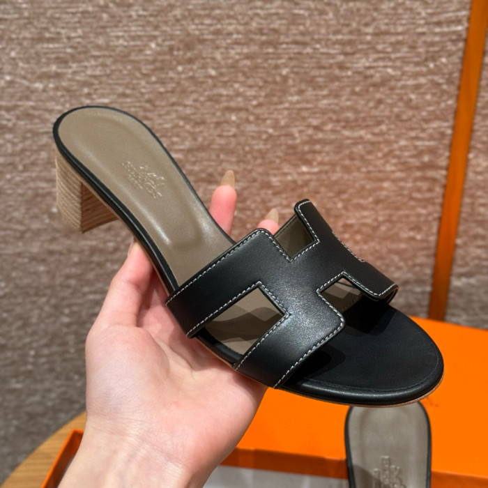 NIGO Hermes Oasis Women's Summer Solid Colour One Stirrup High Heel Slipper Shoes #nigo76933