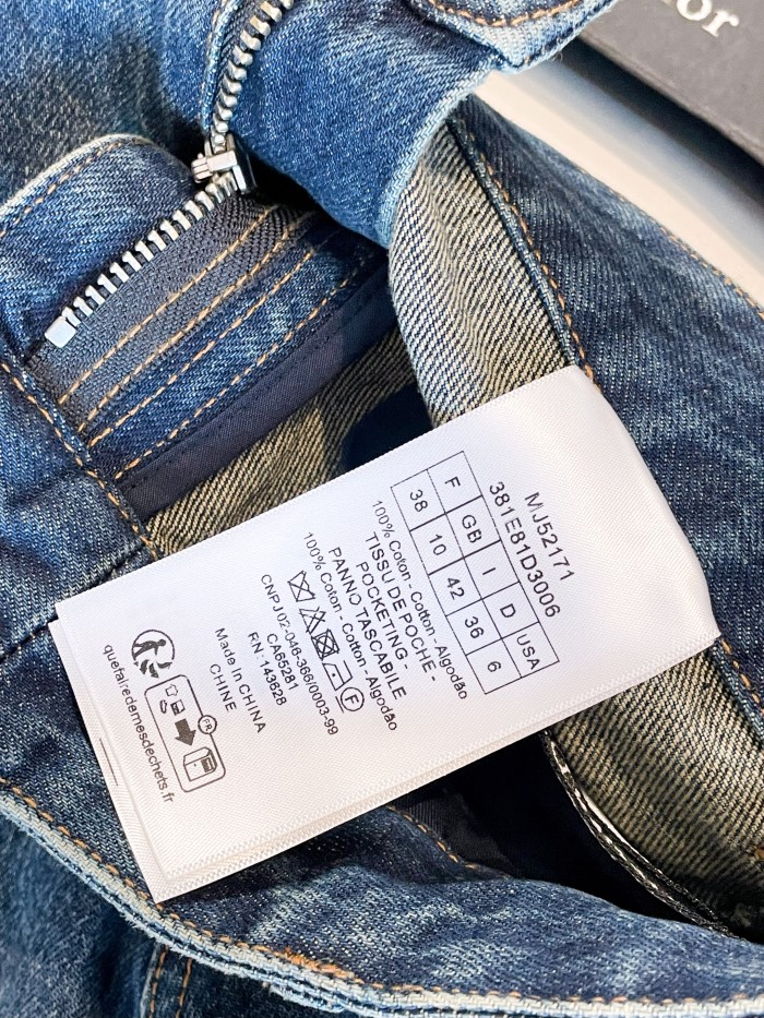 NIGO Dior Women's Spring Autumn Blue Cotton Denim Dior Graphique Patterned Trousers Pants #nigo76924