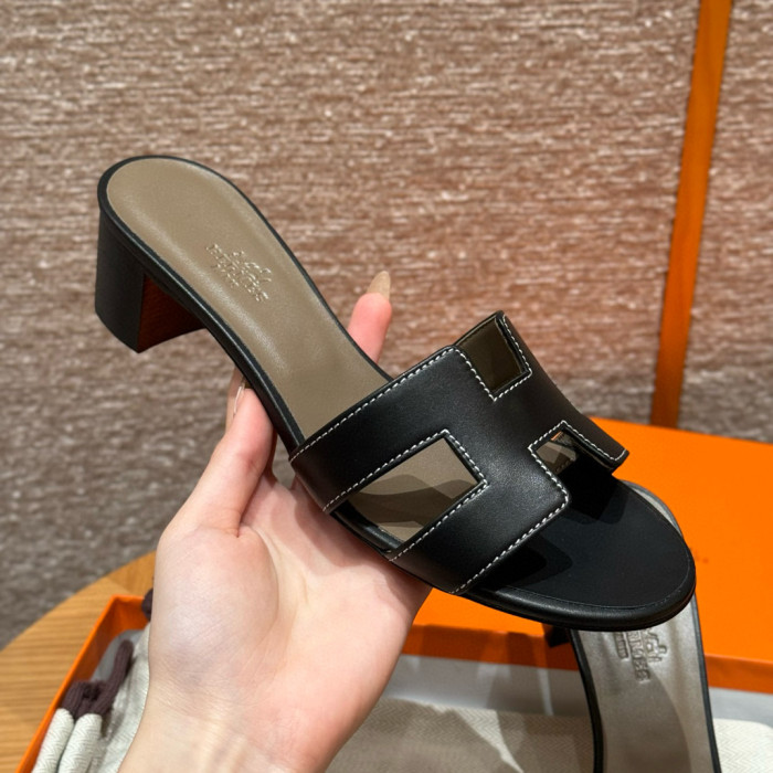 NIGO Hermes Oasis Women's Summer Solid Colour One Stirrup High Heel Slipper Shoes #nigo76933