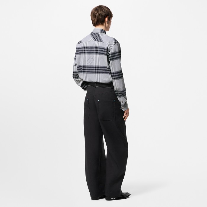 NIGO Louis Vuitton Men's Spring And Autumn Black And White Striped Flannel Single Breasted Long Sleeved Shirt #nigo76949