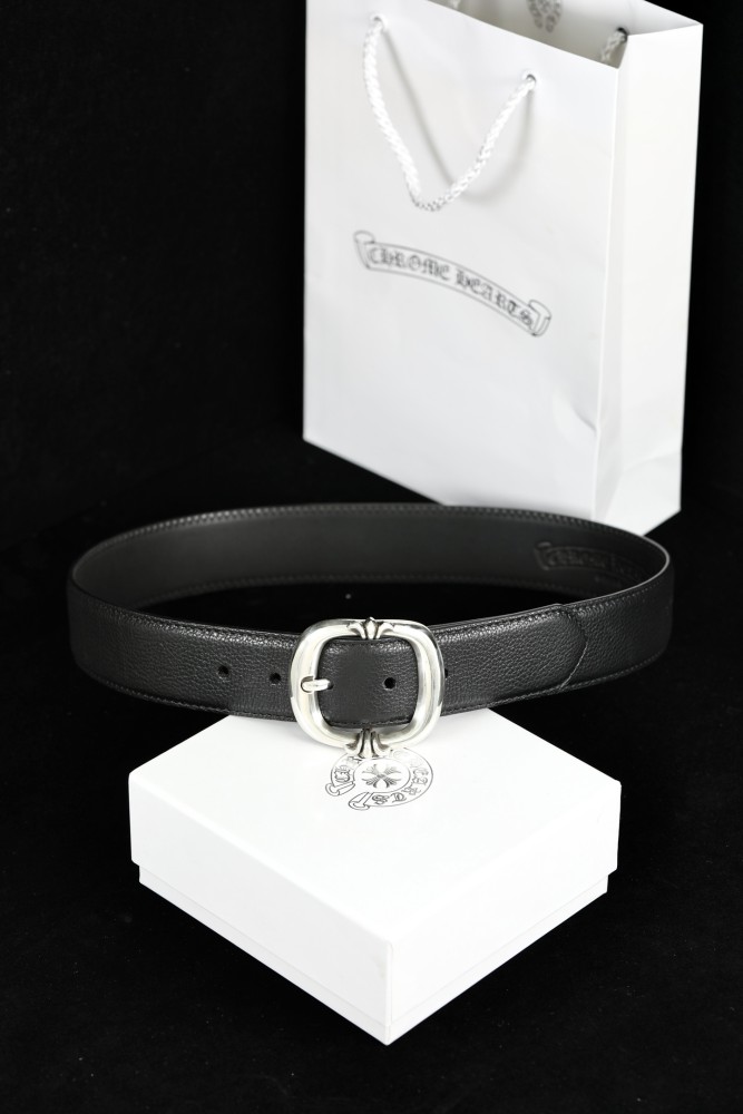 NIGO Chrome Hearts Men's Silver Buckle Solid Colour Cowhide Belt 2.5CM And 3.8CM #nigo76945