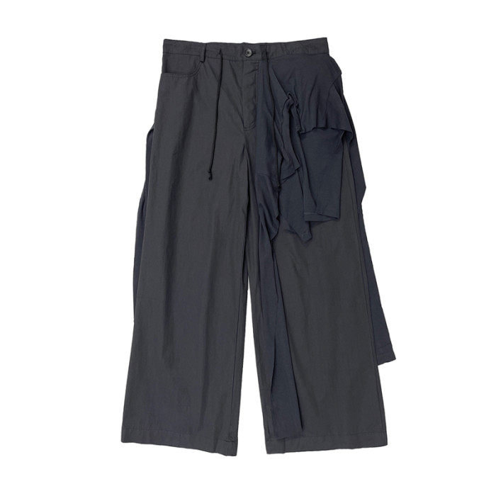 NIGO Raf Simons Men's Four Seasons Solid Color Splicing Do Old Loose Wide-Leg Pants Cotton Casual Straight Pants Ngvp #nigo1664