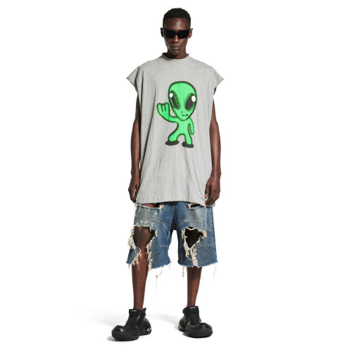 NIGO Balenciaga Hi There + Dripley Sleeveless T-shirt Men's Summer Gray Round Neck Vest Fashion High Street Trend Loose T-Shirt Top Ngvp #nigo1642
