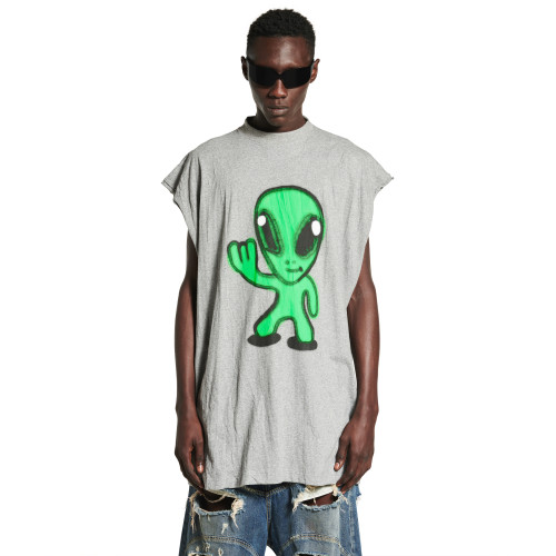NIGO Balenciaga Hi There + Dripley Sleeveless T-shirt Men's Summer Gray Round Neck Vest Fashion High Street Trend Loose T-Shirt Top Ngvp #nigo1642