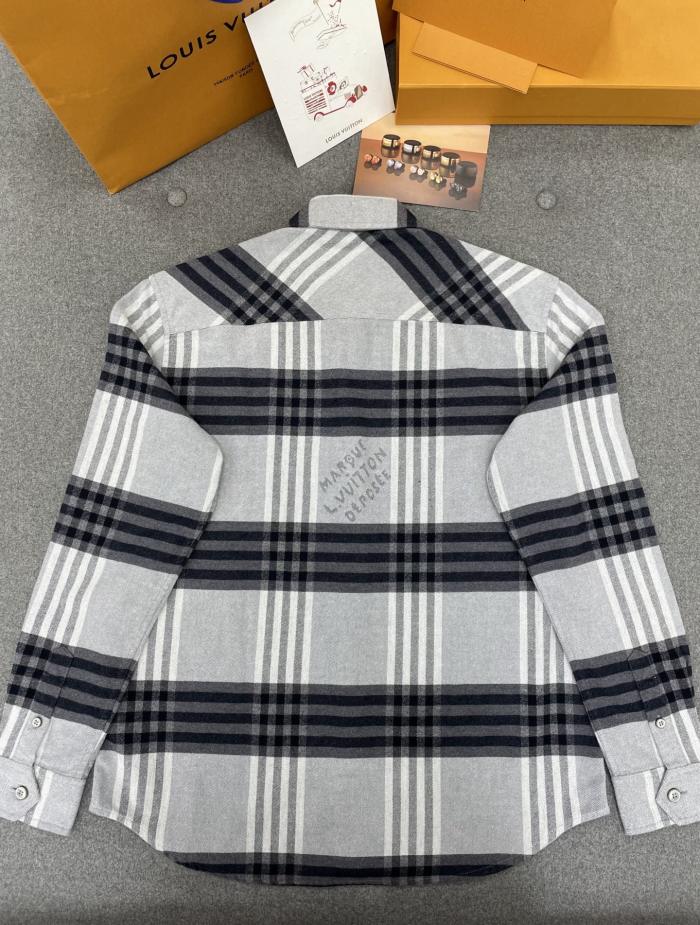 NIGO Louis Vuitton Men's Spring And Autumn Black And White Striped Flannel Single Breasted Long Sleeved Shirt #nigo76949