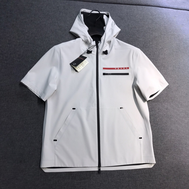 NIGO Prada Men's Summer Solid Colour Lightweight Hooded Zip Short Sleeve Sports Jacket Casual Lace Up Shorts Suit Set #nigo76941