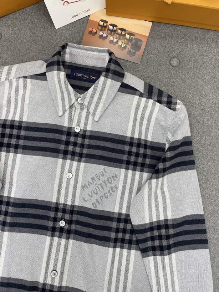 NIGO Louis Vuitton Men's Spring And Autumn Black And White Striped Flannel Single Breasted Long Sleeved Shirt #nigo76949
