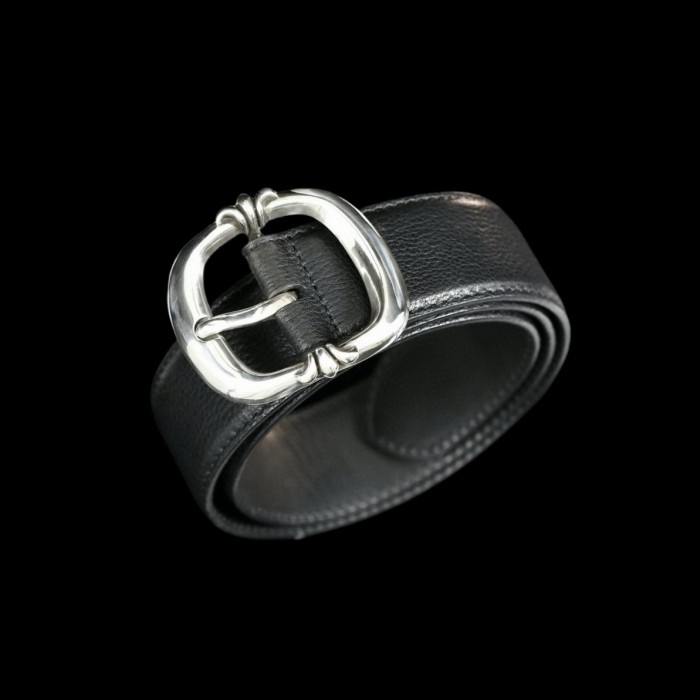 NIGO Chrome Hearts Men's Silver Buckle Solid Colour Cowhide Belt 2.5CM And 3.8CM #nigo76945