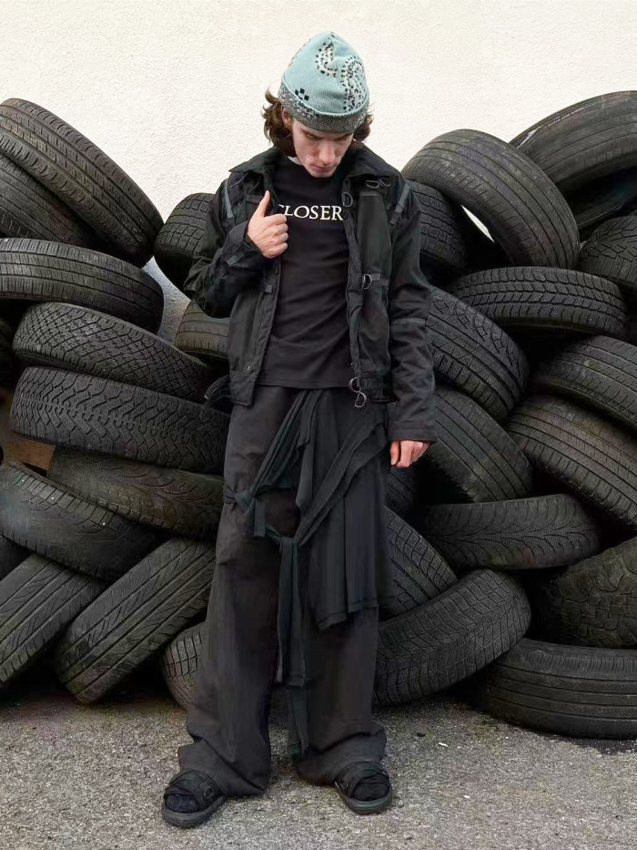 NIGO Raf Simons Men's Four Seasons Solid Color Splicing Do Old Loose Wide-Leg Pants Cotton Casual Straight Pants Ngvp #nigo1664
