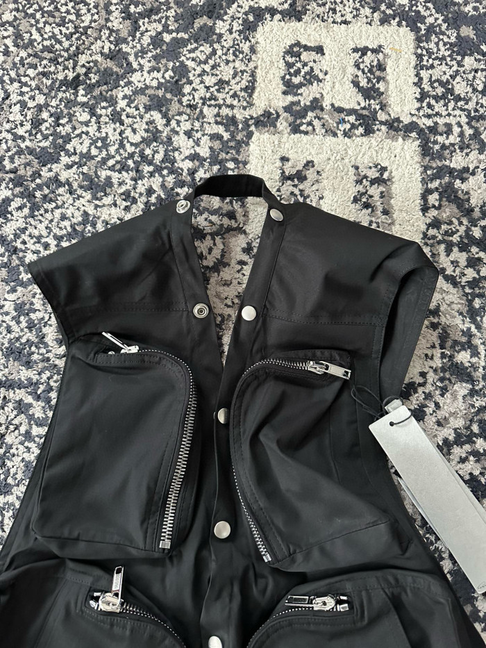 NIGO Rick Owens Men's Spring/Autumn Solid Colour V-Neck Backless Workwear Single-Breasted Vest Jacket #nigo76954