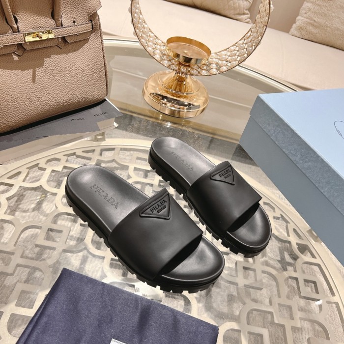 NIGO Prada Men's And Women's Summer Solid Colour Cowhide Leather Sandals And Slippers Shoes #nigo76974
