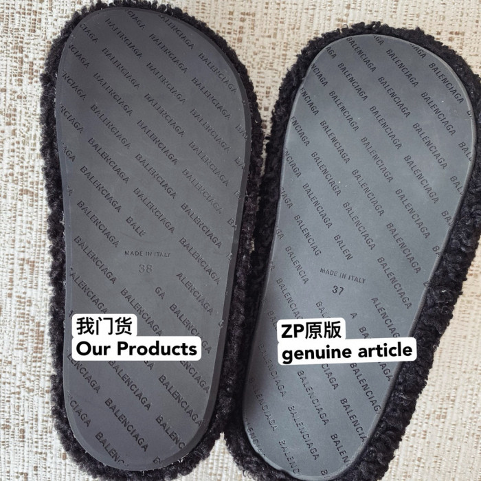 NIGO Balenciaga Furry Women's Spring/Summer Solid Colour Faux Fur Embroidered Letter Print Thick Sole Slippers Shoes #nigo76986