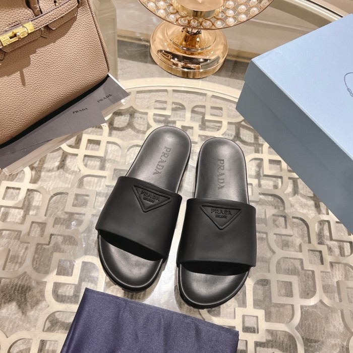 NIGO Prada Men's And Women's Summer Solid Colour Cowhide Leather Sandals And Slippers Shoes #nigo76974