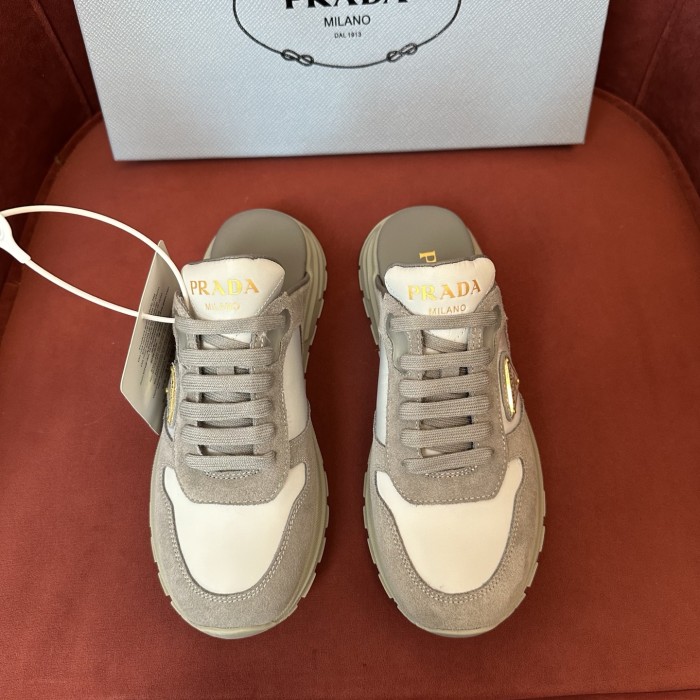 NIGO Prada Women's Solid Colour Suede Round Toe Lace-Up Casual Slippers Shoes #nigo76979