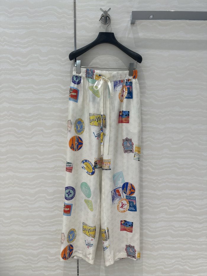 NIGO Louis Vuitton Women's Summer Solid Colour Badge Print Drawstring Straight Leg Casual Trousers Pants #nigo76989