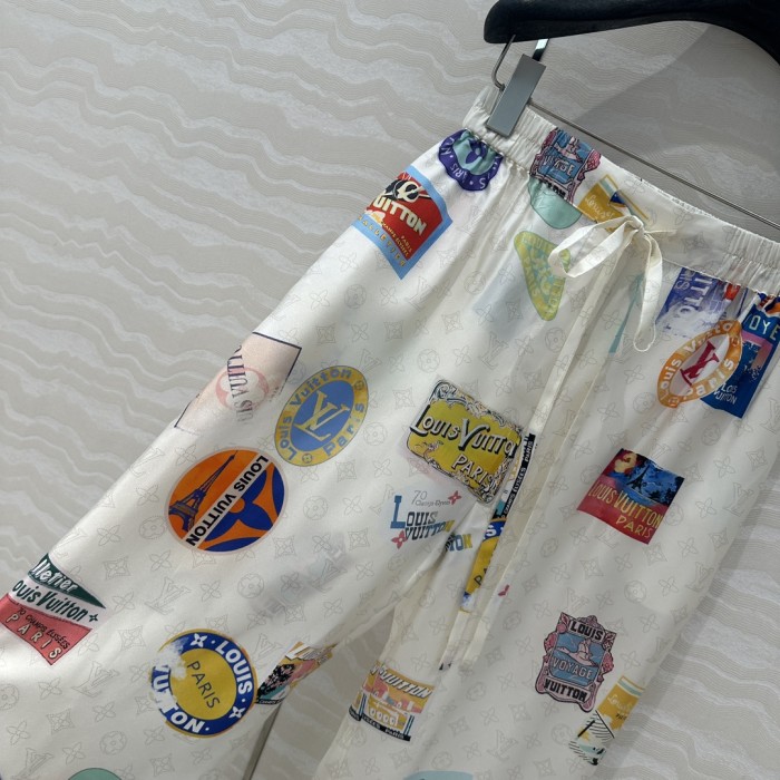 NIGO Louis Vuitton Women's Summer Solid Colour Badge Print Drawstring Straight Leg Casual Trousers Pants #nigo76989