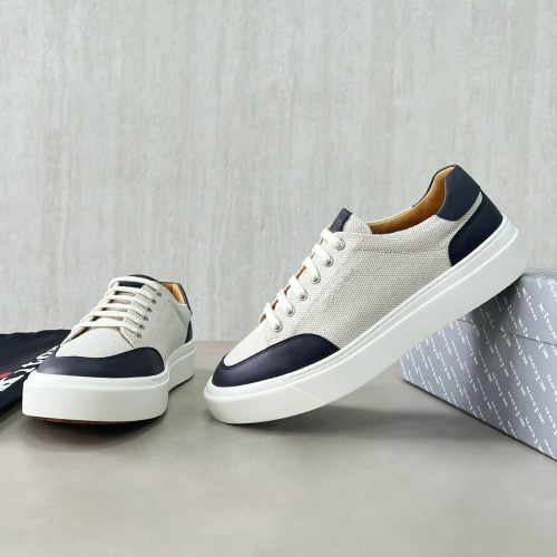 NIGO Kiton Men's Four Seasons Colour Block Canvas Leather Low Top Flat Lace Up Casual Shoes #nigo76987