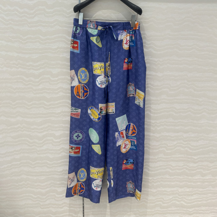 NIGO Louis Vuitton Women's Summer Solid Colour Badge Print Drawstring Straight Leg Casual Trousers Pants #nigo76989