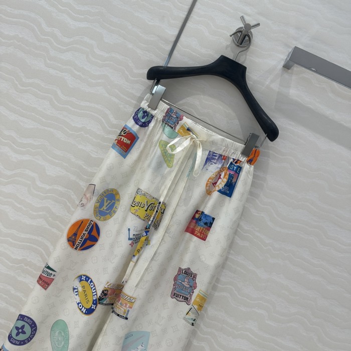NIGO Louis Vuitton Women's Summer Solid Colour Badge Print Drawstring Straight Leg Casual Trousers Pants #nigo76989