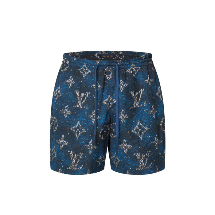 NIGO Louis Vuitton Men's Summer Logo Print Single Breasted Silk Short Sleeved Shirt And Casual Drawstring Shorts Suit Set #nigo76997