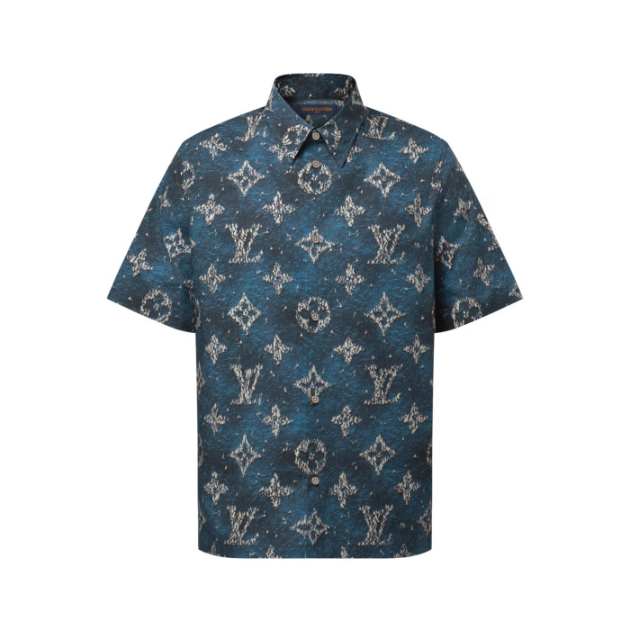 NIGO Louis Vuitton Men's Summer Logo Print Single Breasted Silk Short Sleeved Shirt And Casual Drawstring Shorts Suit Set #nigo76997