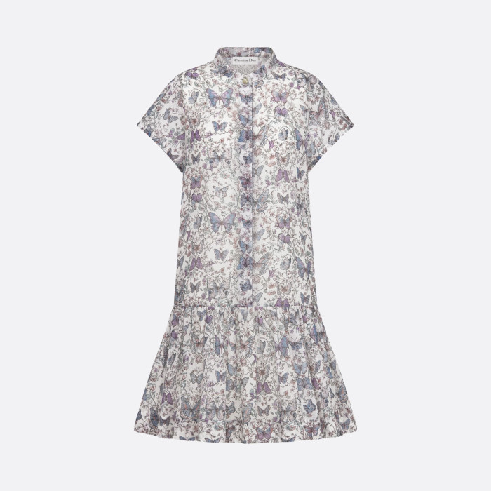 NIGO Dior Women's Summer Butterfly Floral Print Single Breasted Button Down Shirt Dress Dresses #nigo76996