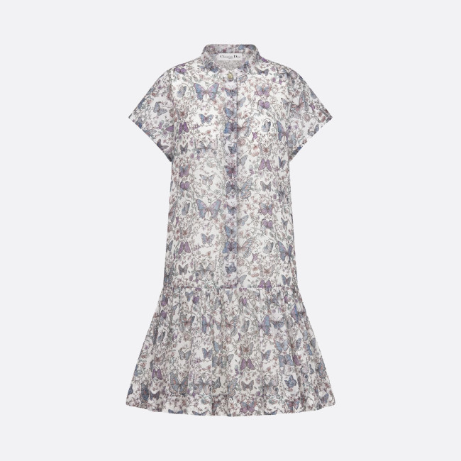 NIGO Dior Women's Summer Butterfly Floral Print Single Breasted Button Down Shirt Dress Dresses #nigo76996